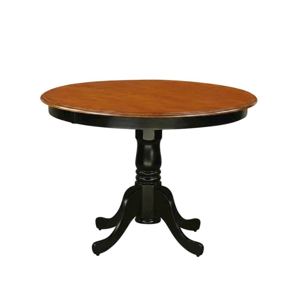 Left. FurniFact - Small Round Solid Wood Kitchen Table & Chairs 3-Piece Dining Set - Black & Cherry.