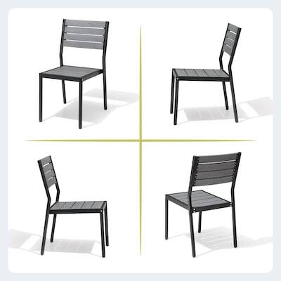 Alt View 8. Crestlive Products - Crestlive Products Water Proof 7/9/11pc Patio Dining Set Aluminum Frame Rectangle Table Stackable Stationary Chairs - Gray-7PC.