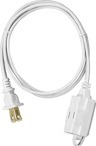 Insignia™ - 4' 3-Outlet Extension Power Cord - White - Larger Front