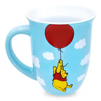 Front. Disney - Disney Winnie The Pooh Balloon Float Wide Rim Ceramic Mug | Holds 16 Ounces - Blue.