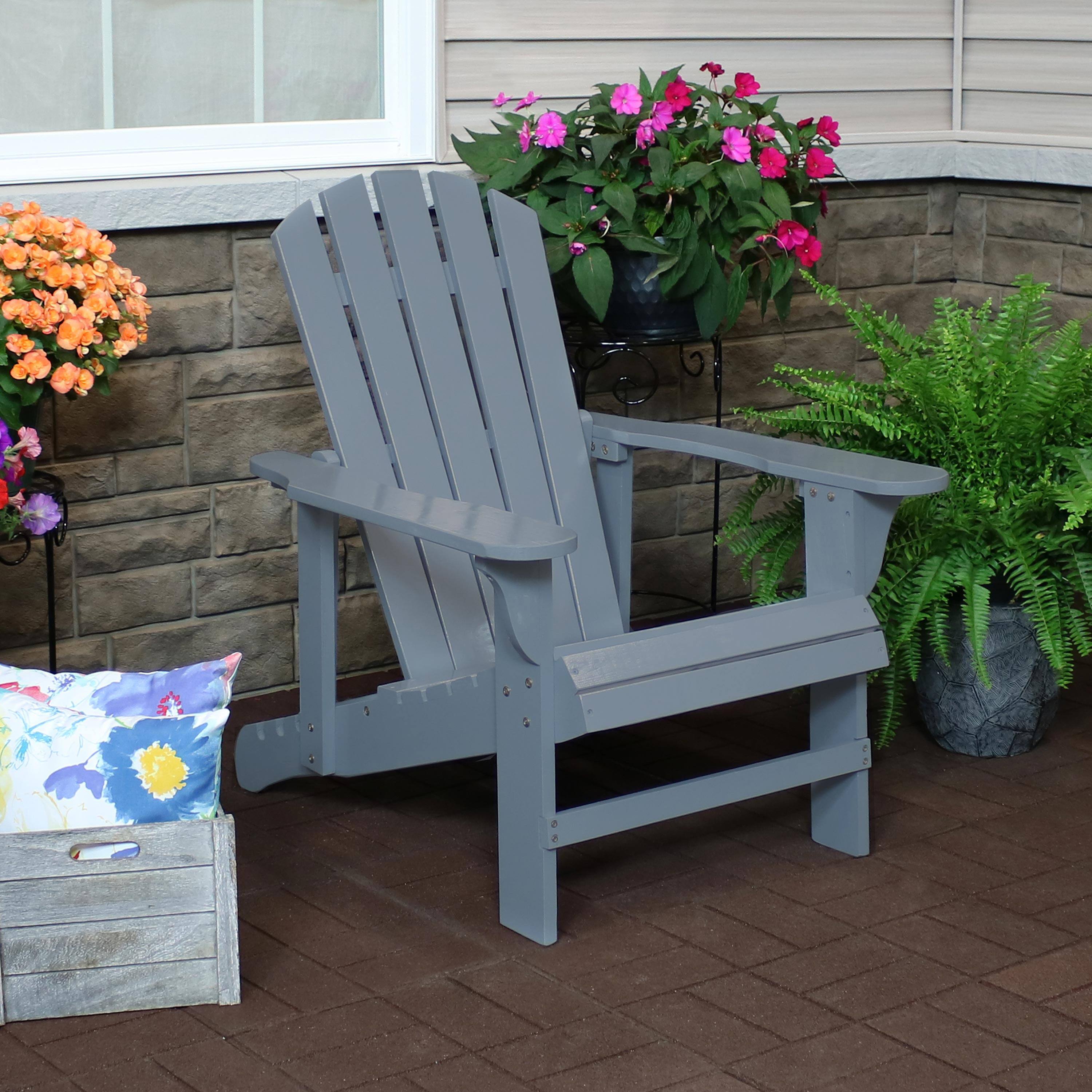 Alt View 3. Sunnydaze - Fir Wood Adirondack Chair with Adjustable Back - Gray.