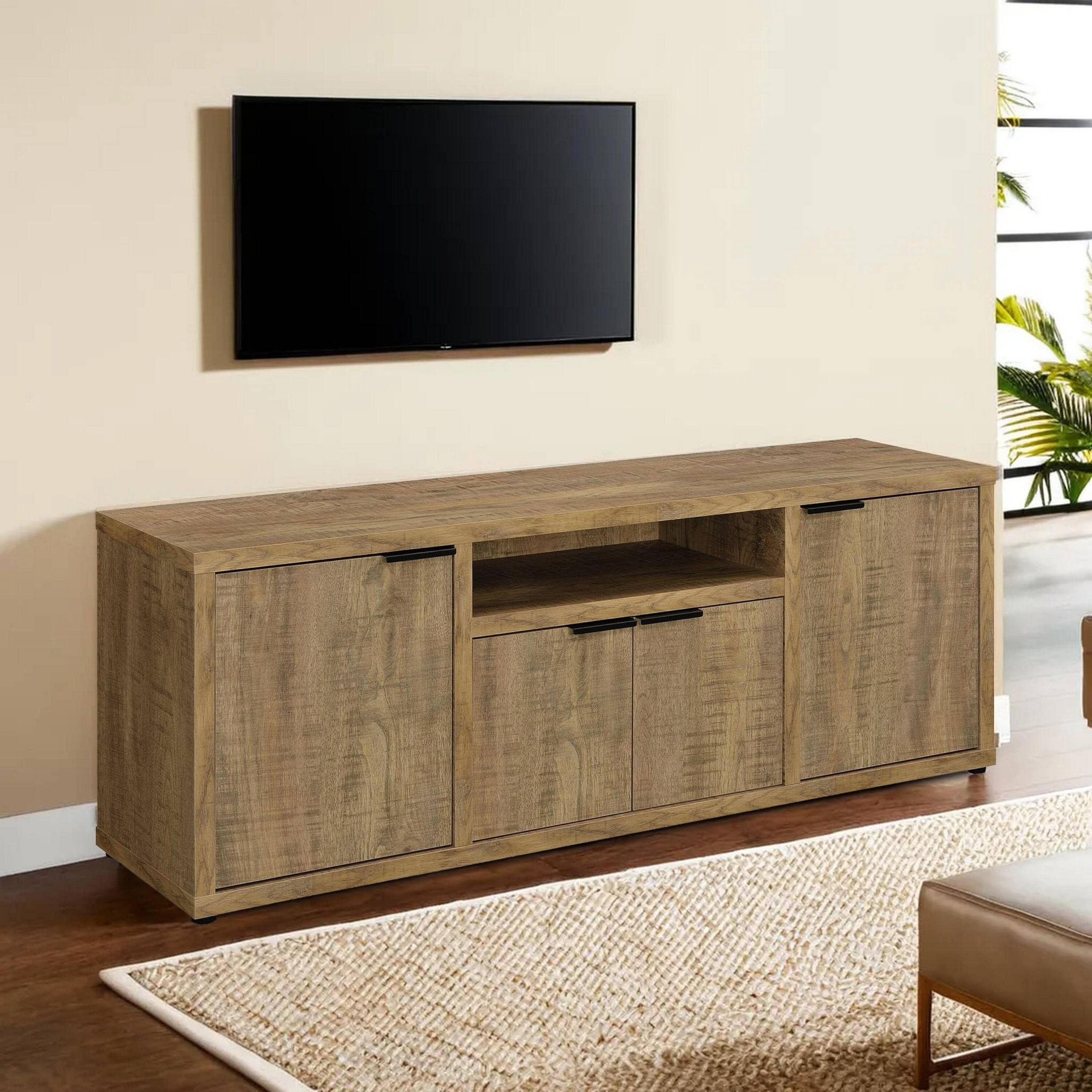 Alt View 5. Manhattan Lane - Tag 60 Inch TV Media Entertainment Console, 4 Cabinets, MDF - Brown.