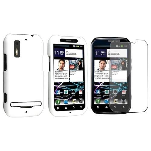 Front Standard. eForCity - Rubberized Case and Screen Protector Bundle For Motorola Photon 4G MB855 - White.