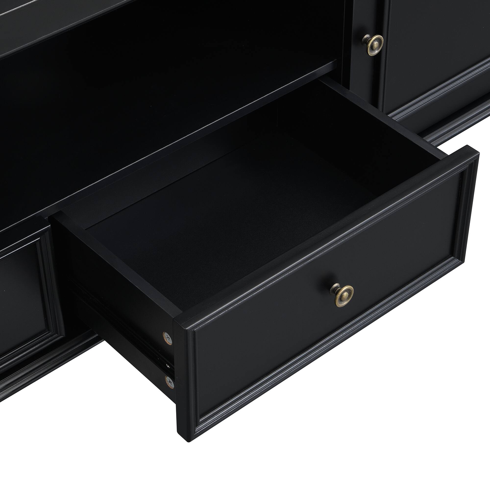 Alt View 2. Bestier - 70.9'' Modern TV Stand for TVs up to 80 Inches, Entertainment Center with 2 Drawers and 2 Cabinets for Living room - Black.