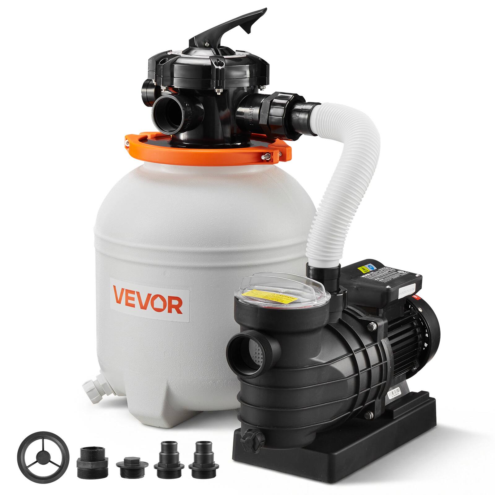 VEVOR - 13 in Sand Filter Pump for Above Ground Pool, 0.75 HP 3500 GPH, Swimming Pool Sand Filter Pump with Pre-Assembled Core - White