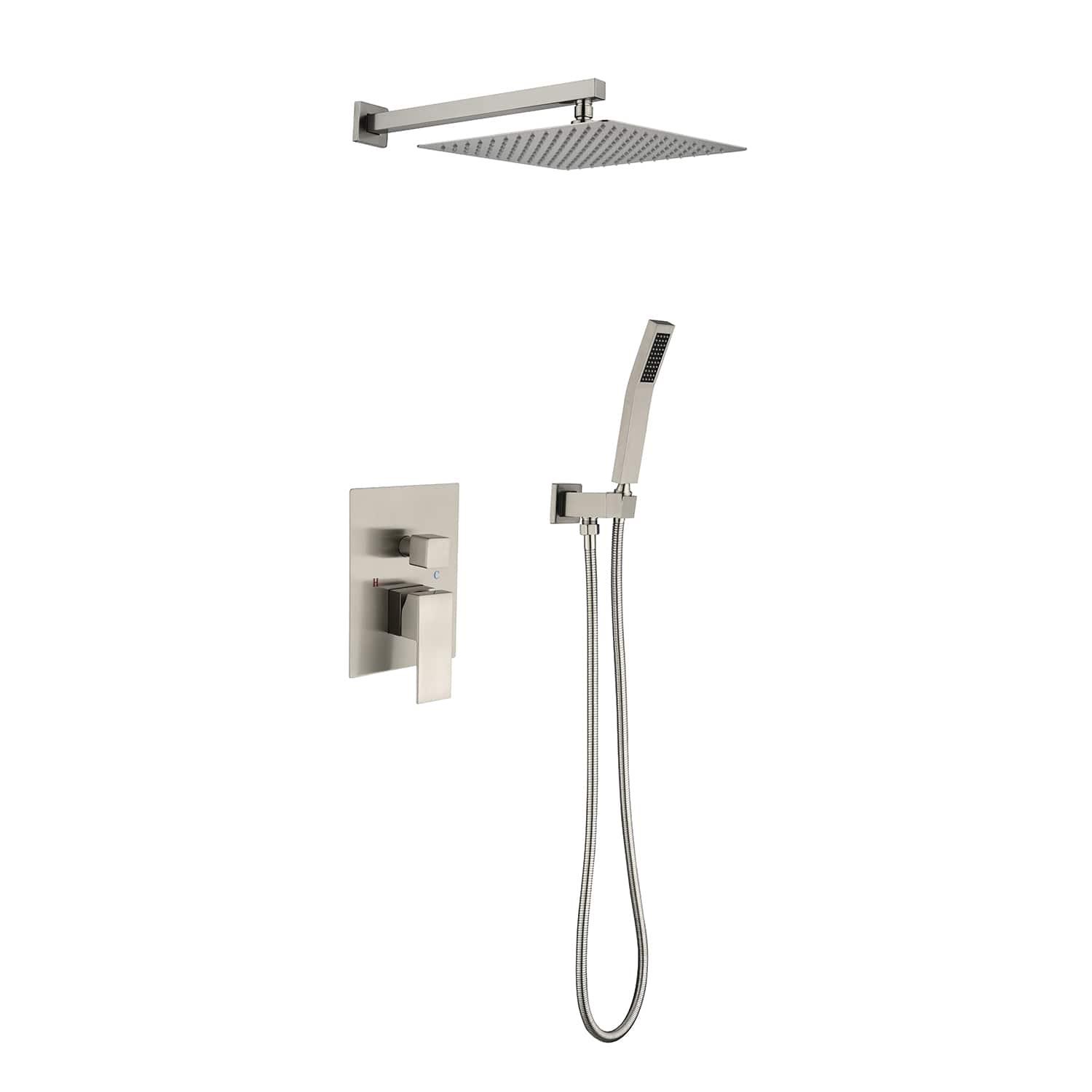 DOMETOUR - 12" Rain Shower Head Systems Wall Mounted Shower - Brushed Nickel