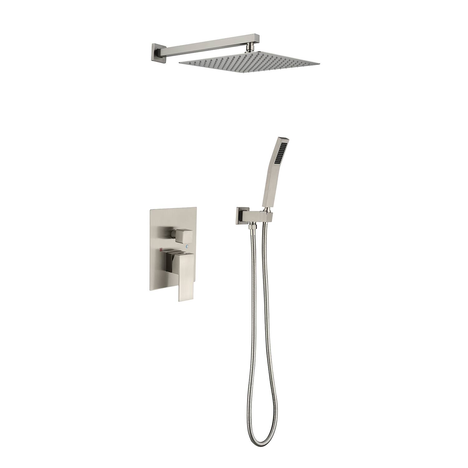 Front. APRILSOUL - 12 inch Rain Shower Head Systems Wall Mounted Shower - Brushed Nickel.