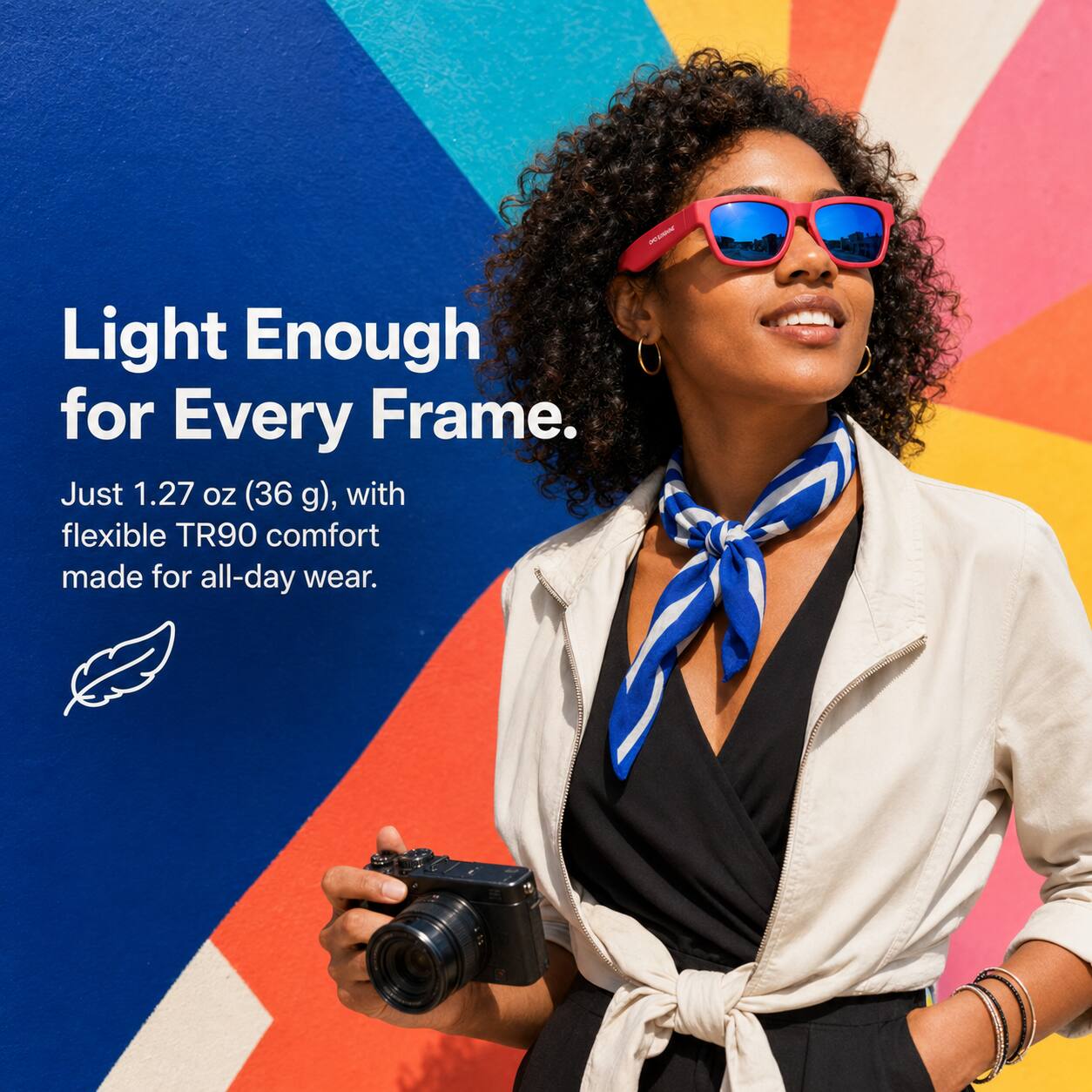 Light Enough for Every Frame.  
Just 1.27 oz (36 g), with flexible TR90 comfort made for all-day wear.