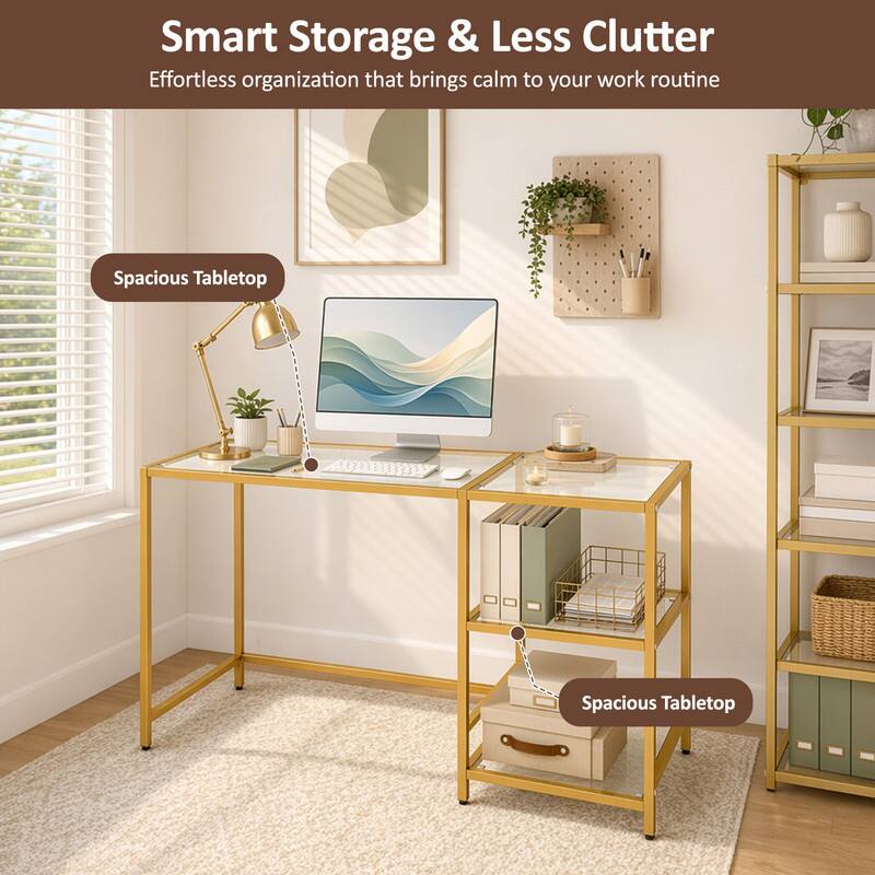Smart Storage & Less Clutter  
Effortless organization that brings calm to your work routine  
Spacious Tabletop  
Spacious Tabletop