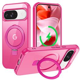 Dteck - For Google Pixel 10 Pro / Pixel 10 Slim Translucent Matte Case with Magnetic Invisible Stand ,Compatible with Mag Safe - Rose