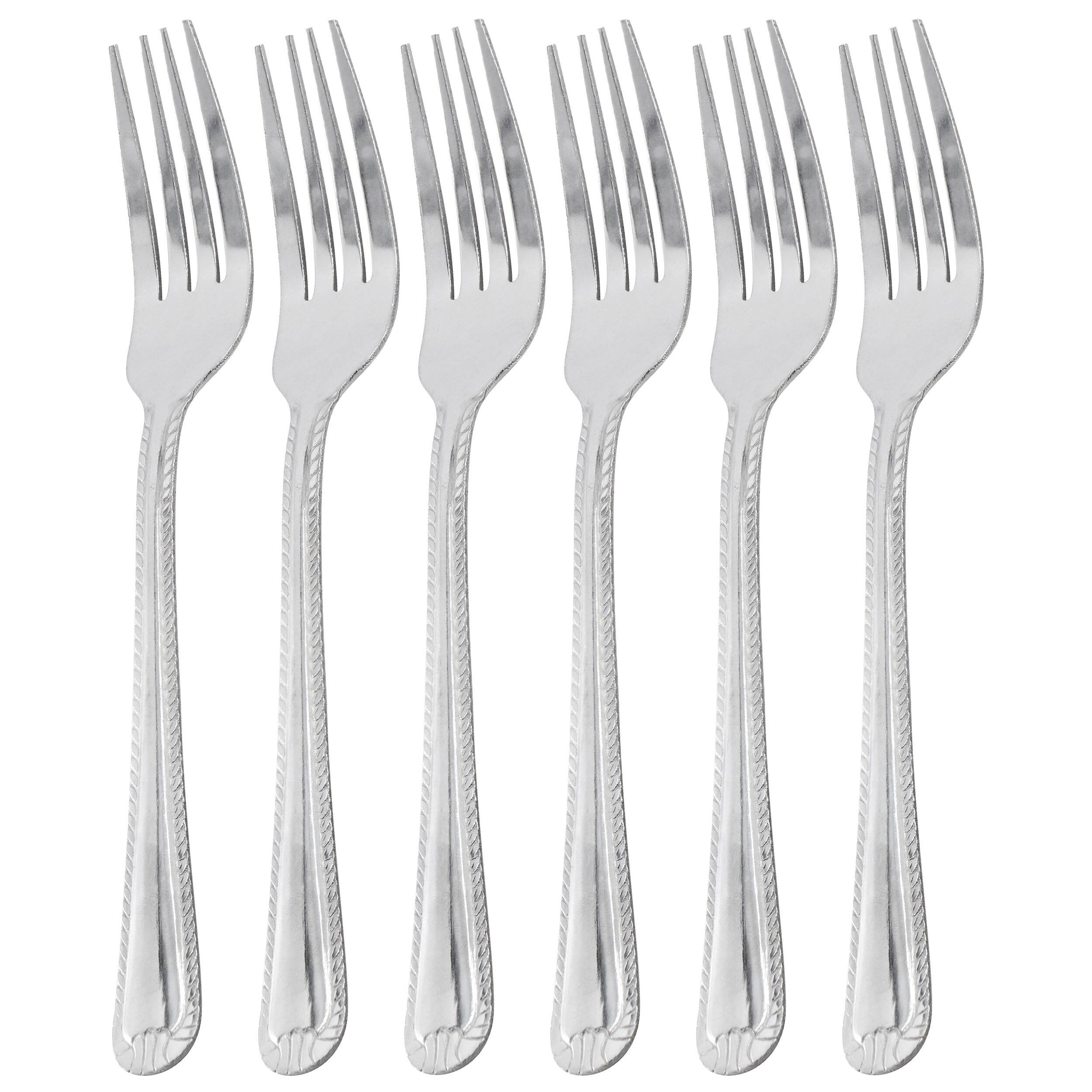 Front. Gibson - Gibson Home Tustin 6 Piece Stainless Steel Dinner Fork Flatware Set in Silver - Silver.