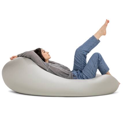 Front. Jaxx - Nimbus Spandex Bean Bag Chair, Large, Silver - Silver.