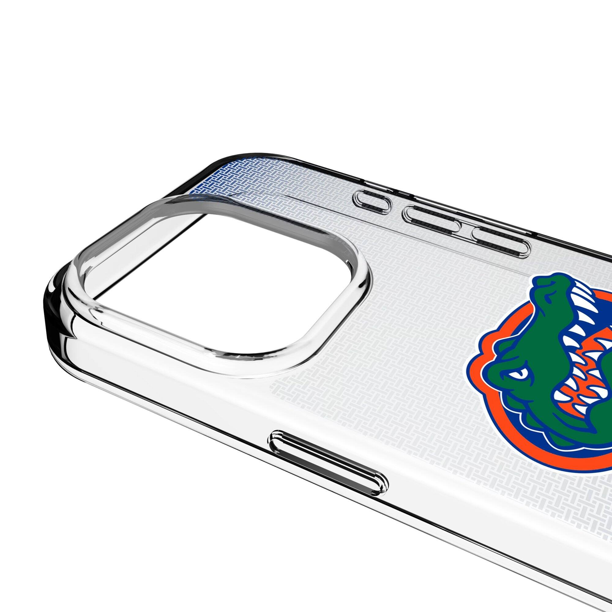 Alt View 2. Keyscaper - Florida Gators Linen Logo iPhone Clear Case - 13 Pro - Multicolor.