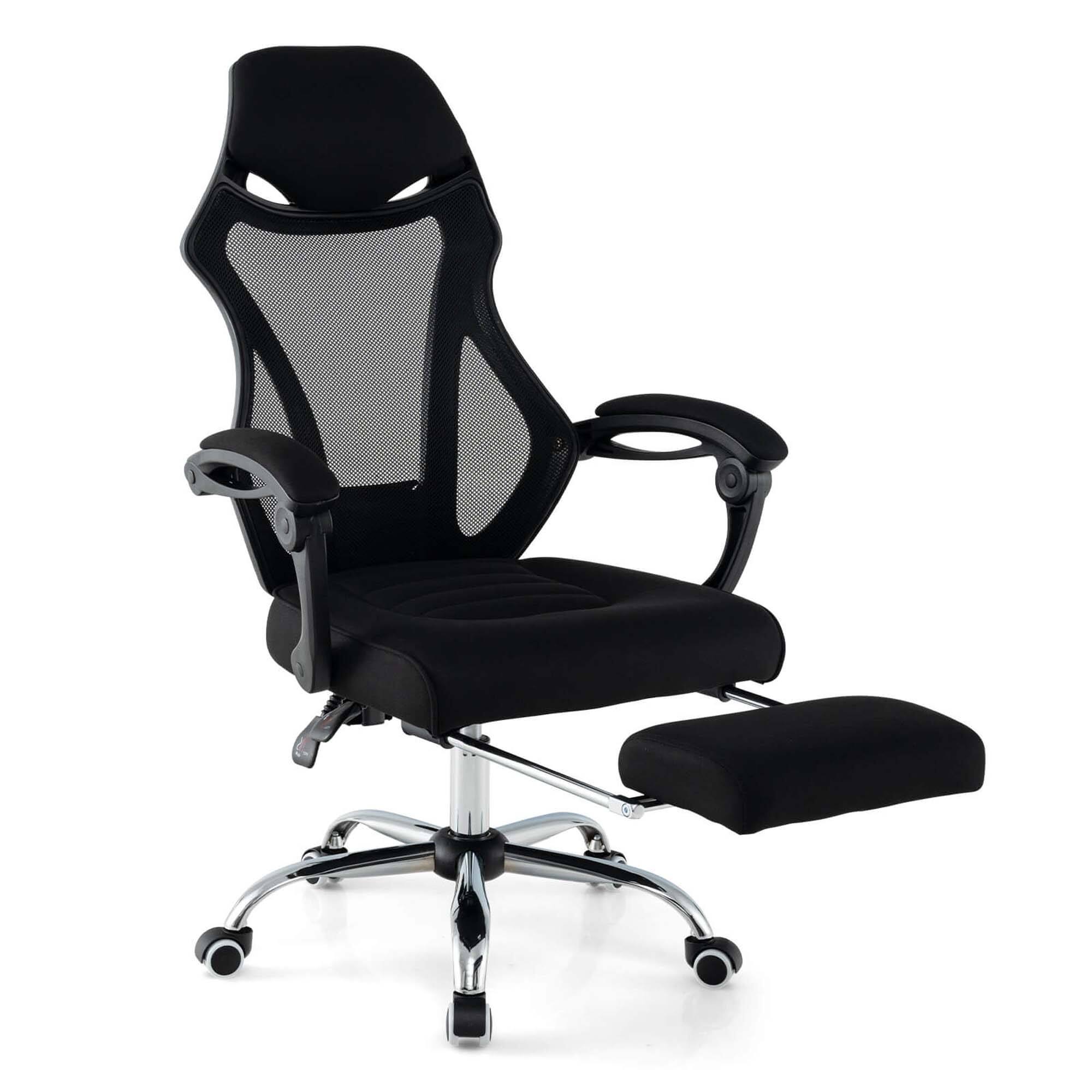 Alt View 9. Costway - Costway Ergonomic Mesh Office Chair with Footrest Height-Adjustable & Tilting Backrest - Black.