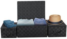 Sorbus - Set of 3 Storage Baskets for Organizing with Lid, Mesh, Linen, Organizer Storage Baskets for Shelves - Black