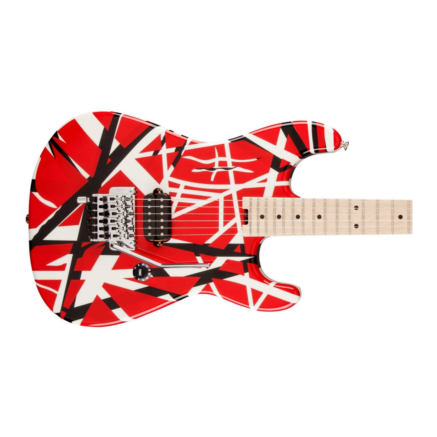 Back. EVH - EVH Striped Series 6-String Electric Guitar (Red with Black Stripes) with Case.
