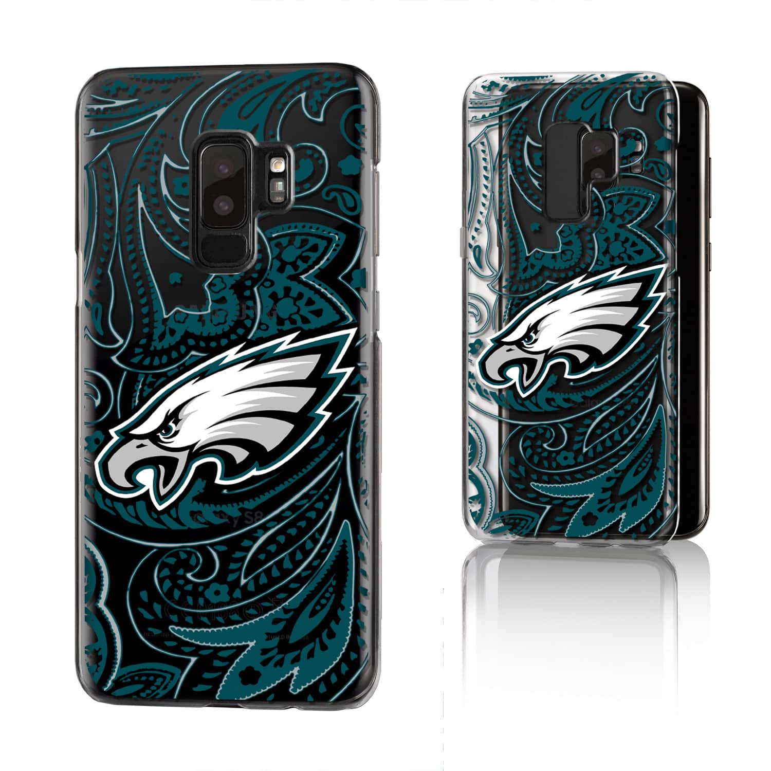 Keyscaper - NFL - Philadelphia Eagles Galaxy Clear Paisley Design Case - S23 Ultra - Multicolor