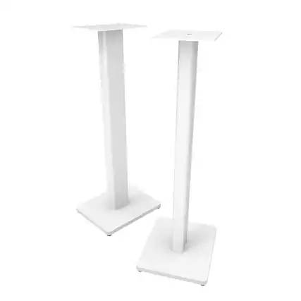 Front. Kanto - 28" Universal Bookshelf Speaker Floor Stands, Pair - White.