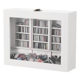 Unique Bargains - Anxiety Bookshelf, Wood Mini Bookshelf Shake Away Your Anxiety Tiny Book Shelf, with 300 Mini Books, for Home Room Decor - White