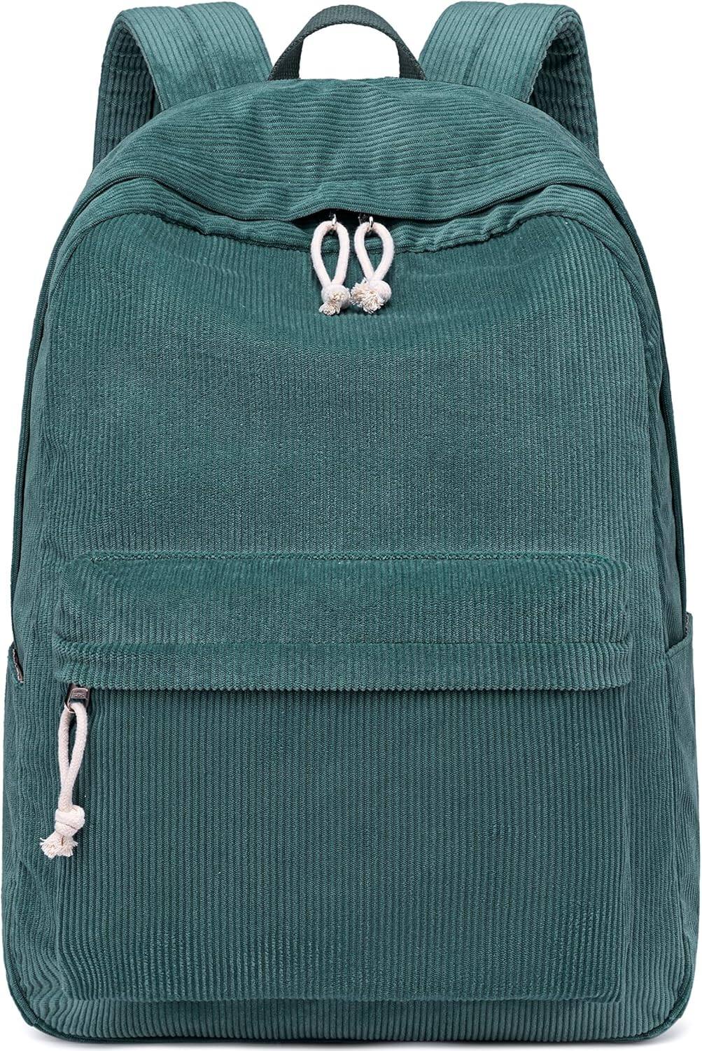 Front. Live At Space - School Backpack Girls Bookbags Elementary Corduroy Laptop Women Travel Daypacks - T Corduroy Peacock Blue.