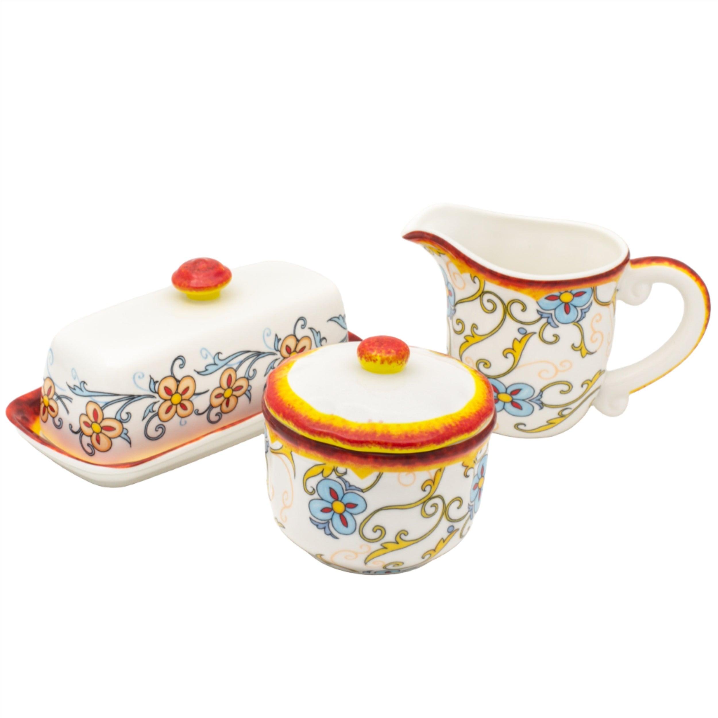 Front. Euro Ceramica Home - Duomo 3-Piece Breakfast Accessory Set - gold.