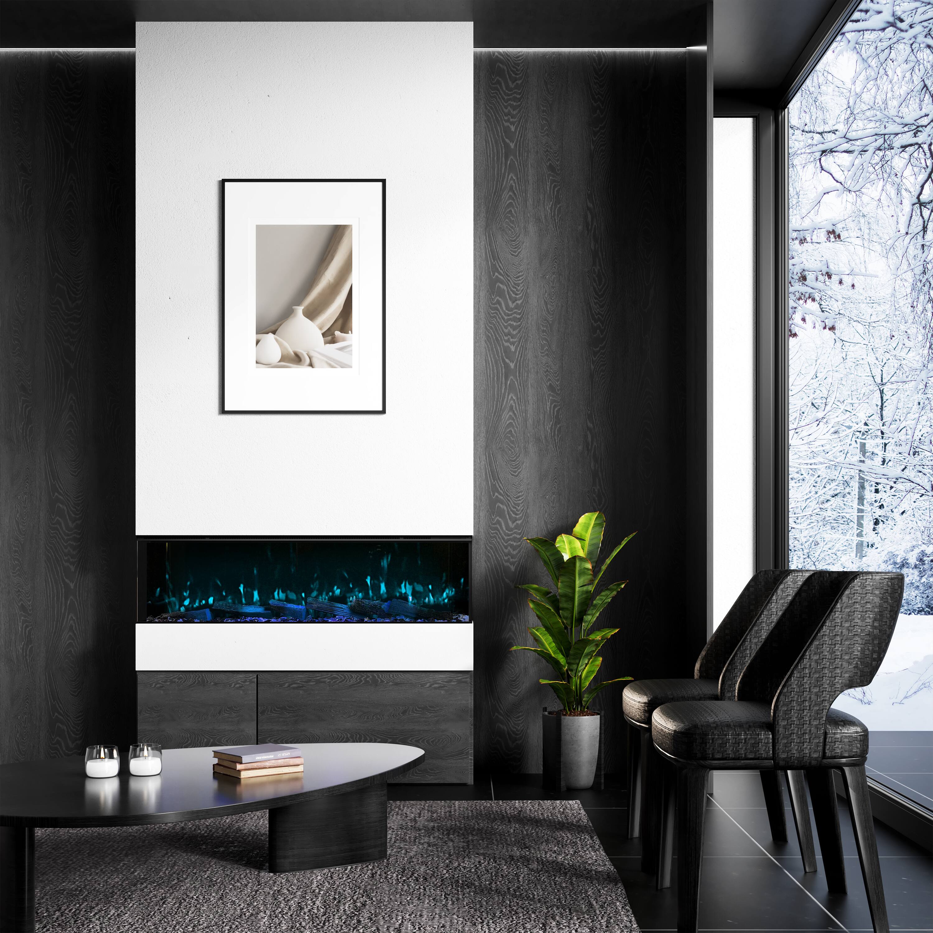 Alt View 6. Mondawe - 50" Recessed/Wall Mounted 3-Sided Electric Fireplace with App and Wifi Smart Control, 1500W/3000W PTC Ceramic Heating - Black.