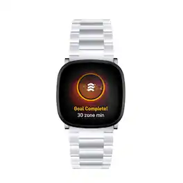 StrapsCo - Oyster Bracelet Stainless Steel Watch Band Strap For Fitbit Versa 4 - Silver