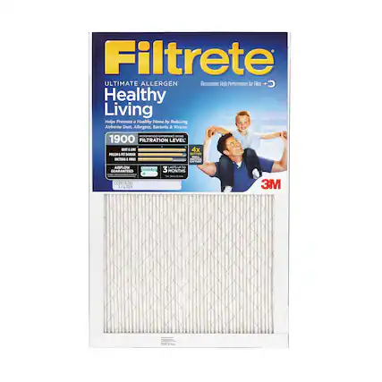 Filtrete ULTIMATE ALLERGEN Healthy Living
Electrostatic High Performance Air Filter
Helps Promote a Healthy Home by Reducing Airborne Dust, Allergens, Bacteria & Viruses
1900 MICROPARTICLE PERFORMANCE RATING
FILTRATION LEVEL
Pollen & Pet Dander
Bacteria & Virus
Guaranteed
3M
CONTAINS
4x MORE PARTICLE CAPTURE CAPACITY
LASTS UP TO 3 MONTHS
CERTIFIED
3M
CONTAINS
Electrostatic High Performance Air Filter
3M