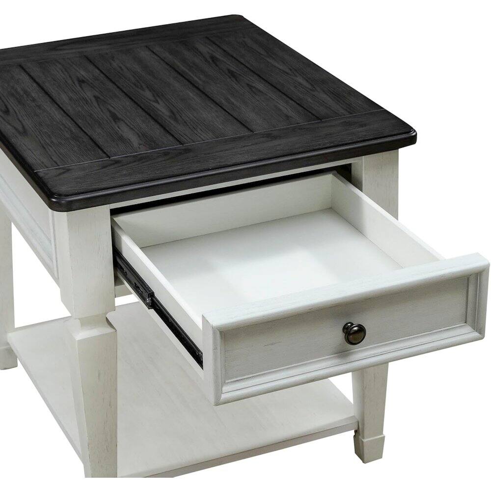 Left. Liberty Furniture Industries - Allyson Park Drawer End Table in Wirebrushed White w/ Charcoal Top - White.