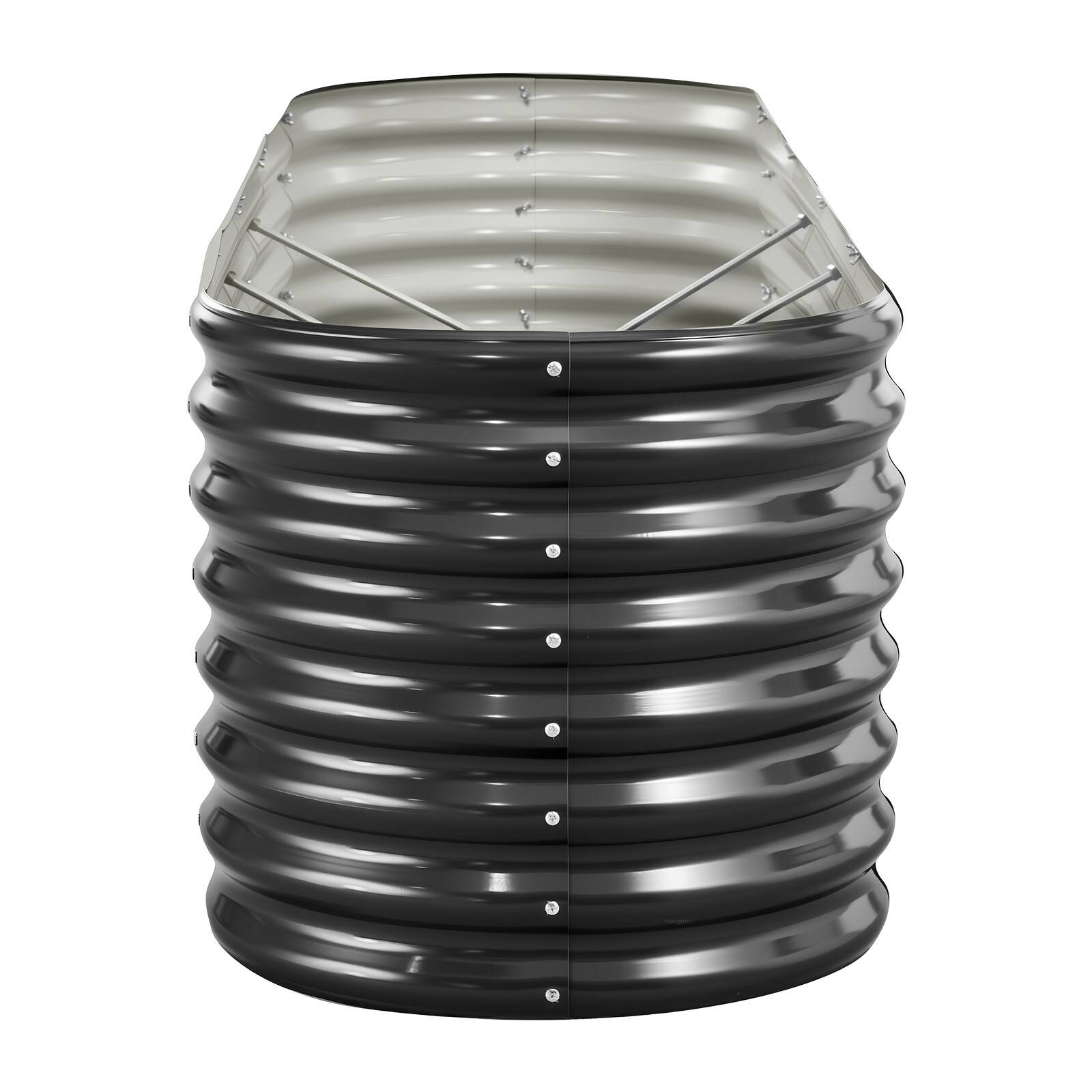 Alt View 5. VEVOR - Metal Raised Garden Bed, 8 x 2 x 2 ft Oval Outdoor Galvanized Planter Garden Box, Open Bottom Design - Dark Gray.
