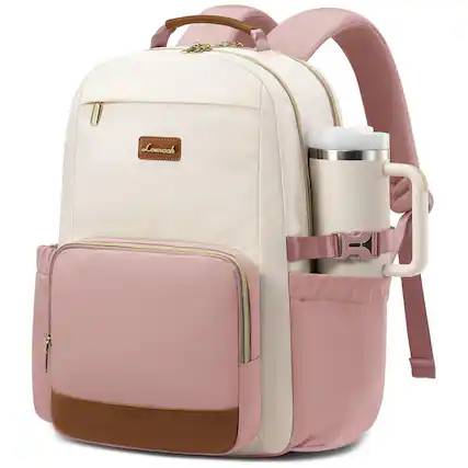 Front. LOVEVOOK - LOVEVOOK Laptop Backpack for Women with Pouch Pocket for Large Capacity,15.6 Inch Laptop Computer Bag Travel Backpack - Pink.