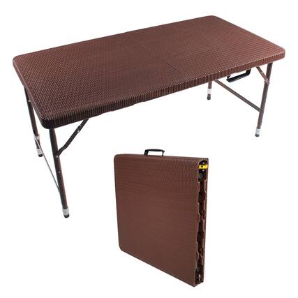 Front. ELEMENT ACE - 4ft Rattan Folding Table - Indoor & Outdoor Portable Foldable Table Rattan Plaited - Brown.