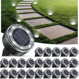 MOSZAR LLC - Mini Solar Ground Lights, 24 Pack Solar Lights Outdoor Waterproof - White