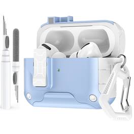 Dteck - Case for Airpods Pro 2nd Gen (2022) with Magnetic Lock,Phone Stand & Carabiner,Shockproof Earbuds Cover with Cleaner Kit - Skyblue