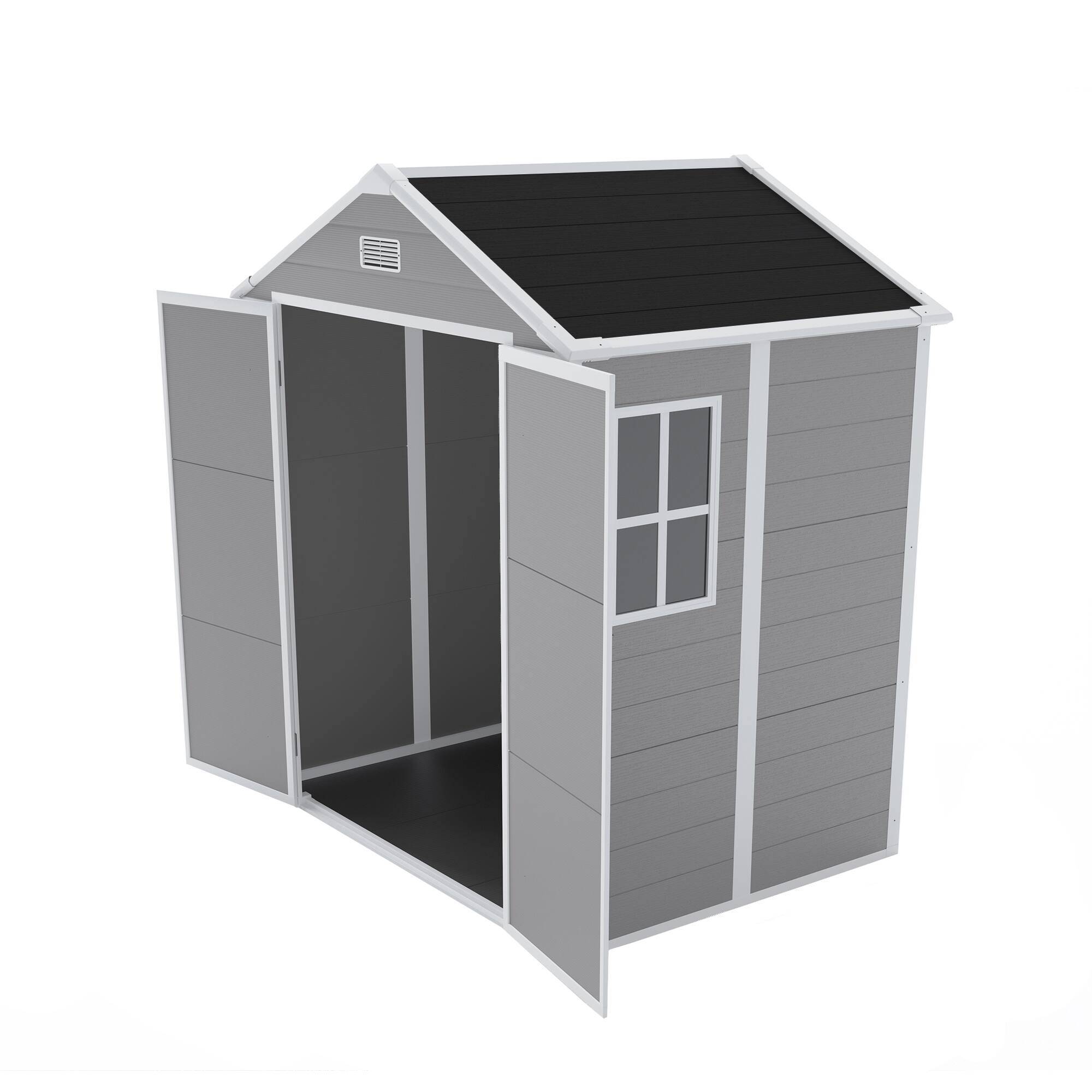 Alt View 6. Mondawe - 6X5 FT Resin Storage Shed with Lighting Window - Grey.