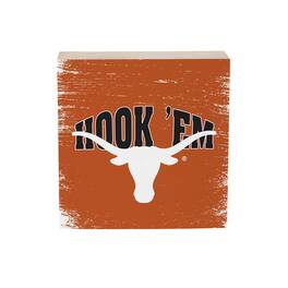 Evergreen Enterprises - Texas Longhorns 6" Square Fan Chant Wood Block Shelf Sign - Multicolor