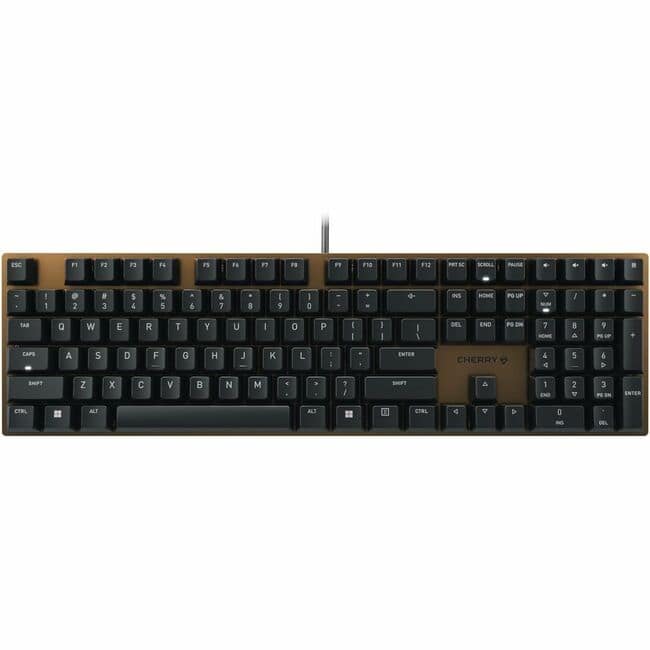 CHERRY - KC 200 MX-Wired Keyboard - MX2A SILENT RED - Black/Bronze Housing - Linear feel - abrasion resistant keys - white - Black,Bronze