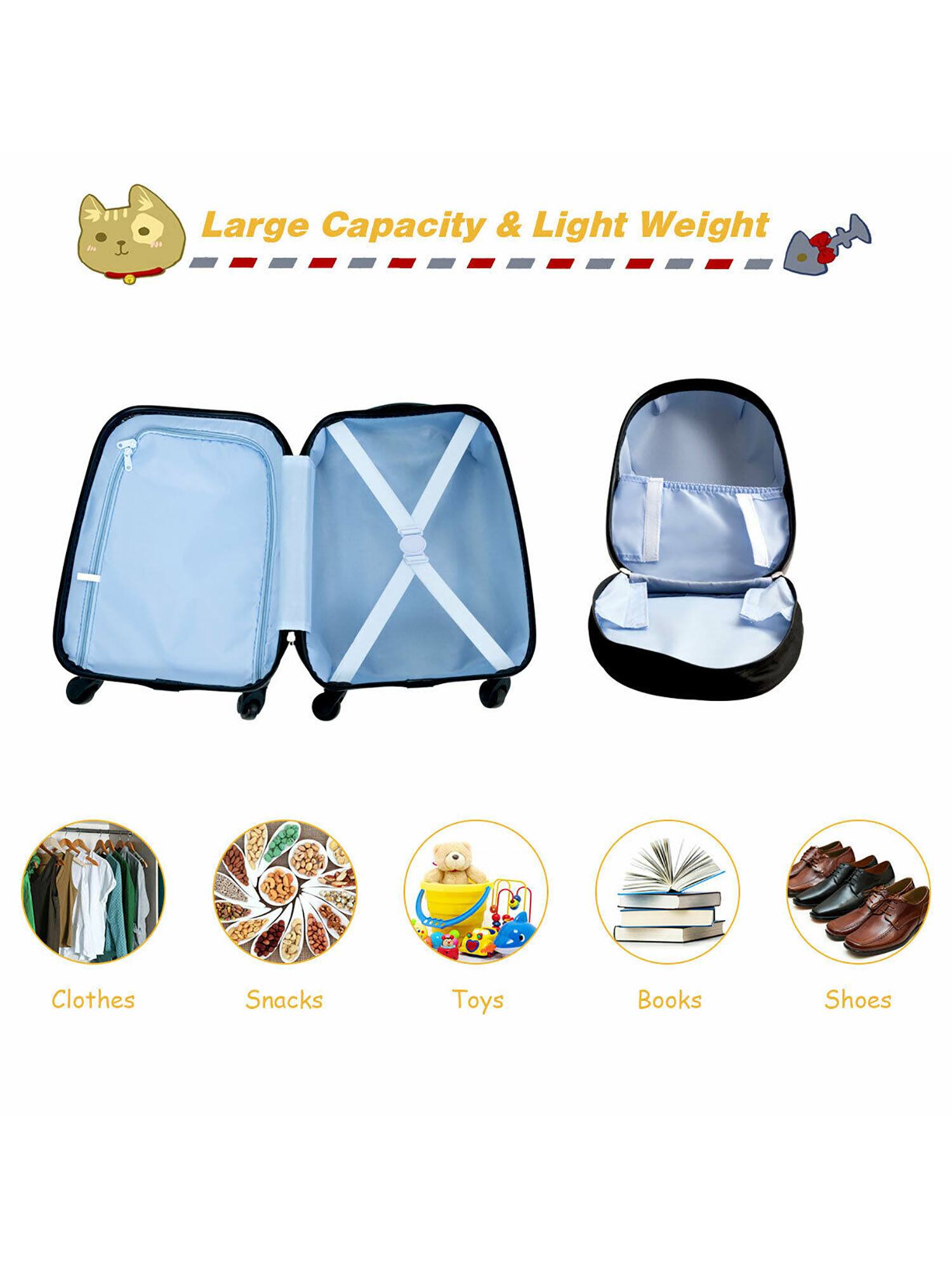 Large Capacity & Light Weight

- Clothes
- Snacks
- Toys
- Books
- Shoes