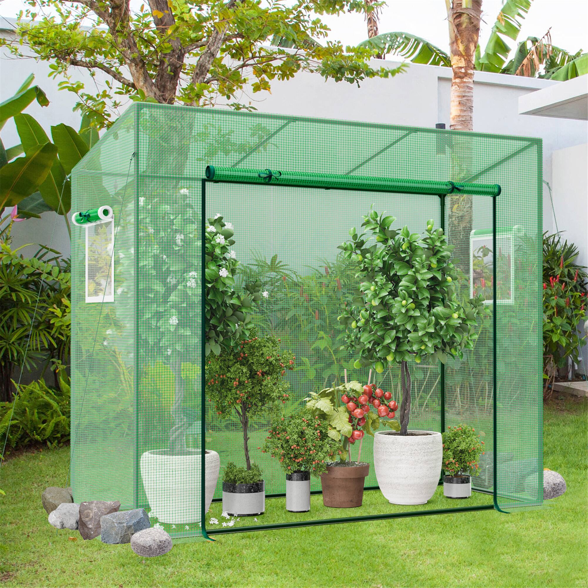 Alt View 3. Gymax - Gymax Portable Mini Greenhouse w/ PE Cover 4 Wind Ropes & Ground Stakes Zipper Door - Green.