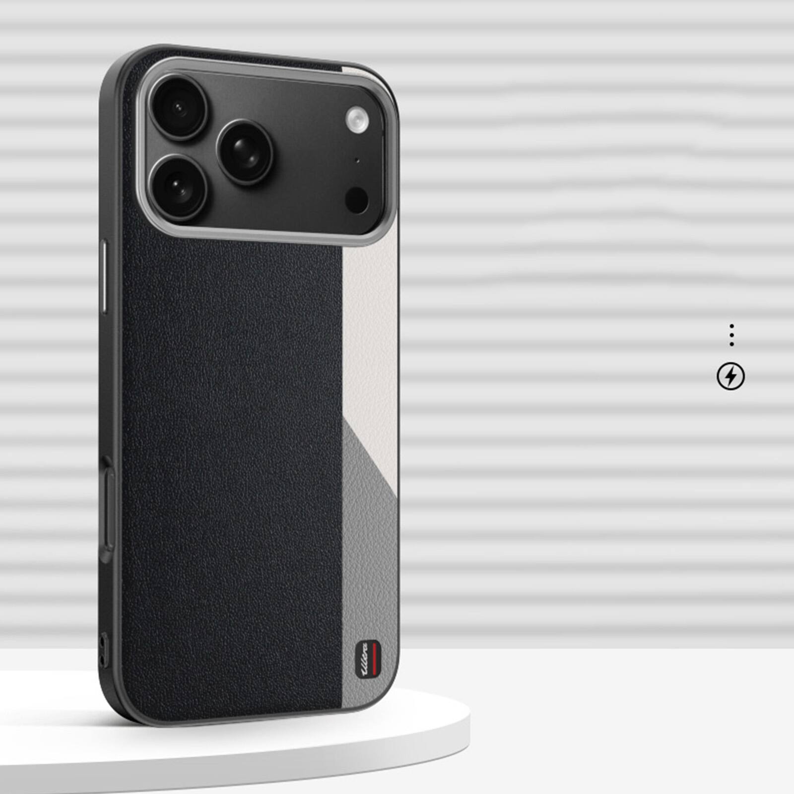 Dteck - Magnetic Case for Apple iPhone 17 Pro Max, Leather Texture Shockproof Protective Cover, Enhanced Camera Protection - Black