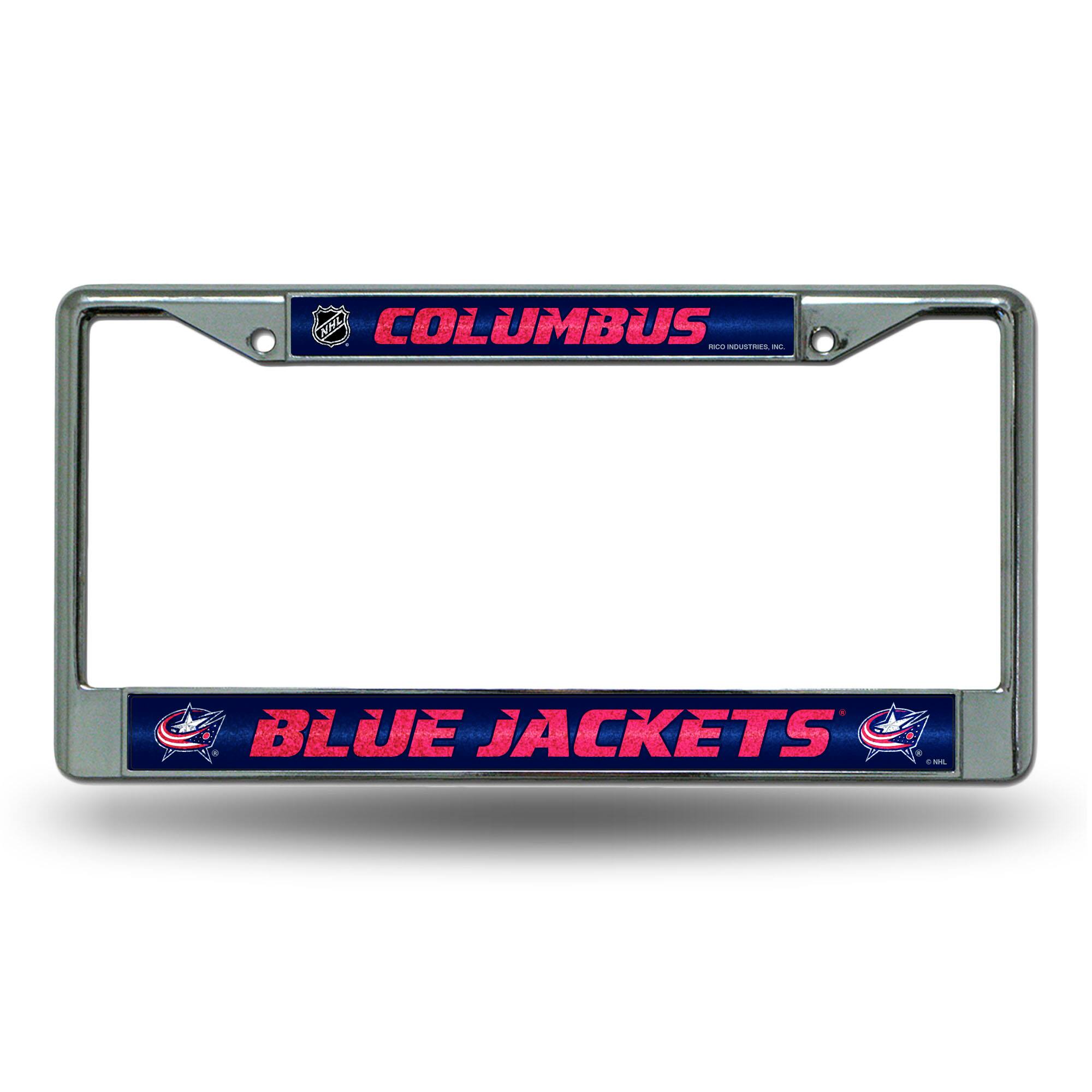 Columbus Blue Jackets NHL Sparkly Glitter Bling Look Chrome License Plate Frame