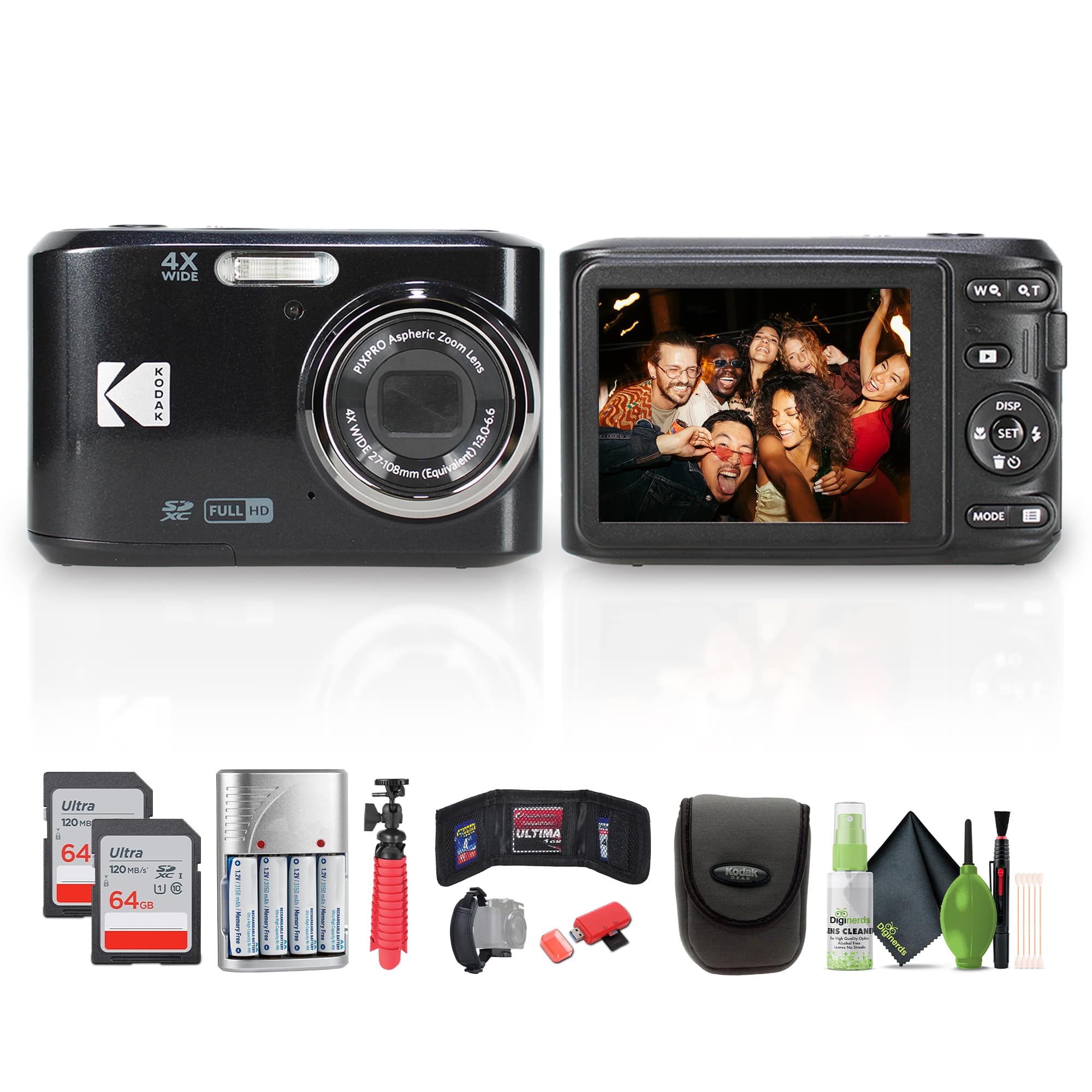 Kodak - Pixpro FZ45 Digital Camera in Black (FZ45BK) Bundle with Accessories