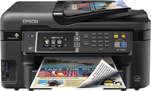 Epson - WorkForce WF-3620 Wireless All-In-One Printer - Black - Front Zoom