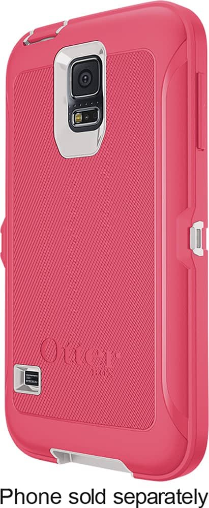 Front. Otterbox - Defender Series Case for Samsung Galaxy S 5 Cell Phones - Neon Rose.