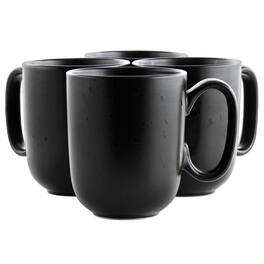 Our Table - Landon 4 Piece 15 Ounce Round Stoneware Mug Set - Pepper