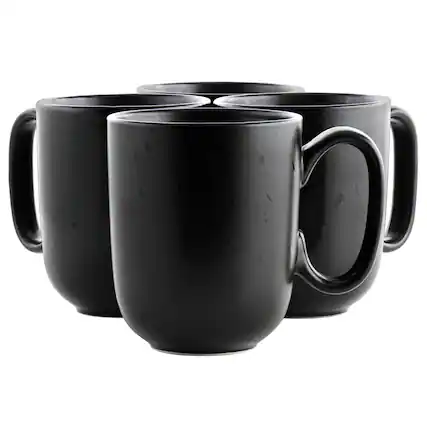 Front. Our Table - Our Table Landon 4 Piece 15 Ounce Round Stoneware Mug Set in Pepper - Pepper.