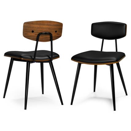 Front. Simpli Home - Mavis Dining Chair (Set of 2) in Black Vegan Faux Leather - Black.