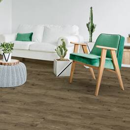 Dotfloor - 48"x7.2" SPC Composite Flooring; 10 Planks/Box (23.9 sq. ft/Box); 6mm Thick with 1mm IXPE Backing; 20 mil Wear Layer; - Oaktree Brown