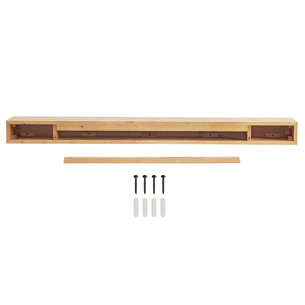 Alt View 4. Touchstone Home Products - Fireplace Mantel Shelf , 72" x 8" x 4.75", Solid Pine Wood Mantel for Over Fireplace - Natural Finish.