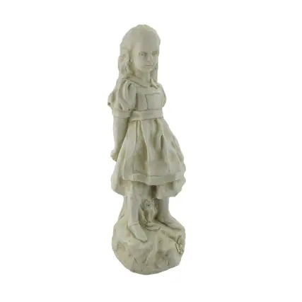 Front. Zeckos - 19 Inch Alice in Wonderland Museum White Garden Statue-RESIN - White.